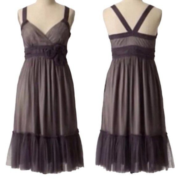 Moulinette Soeurs Tulle Dress Spirit Dress, Anthropologie, Ash Gray-Purple, Sz 2 - Picture 2 of 12